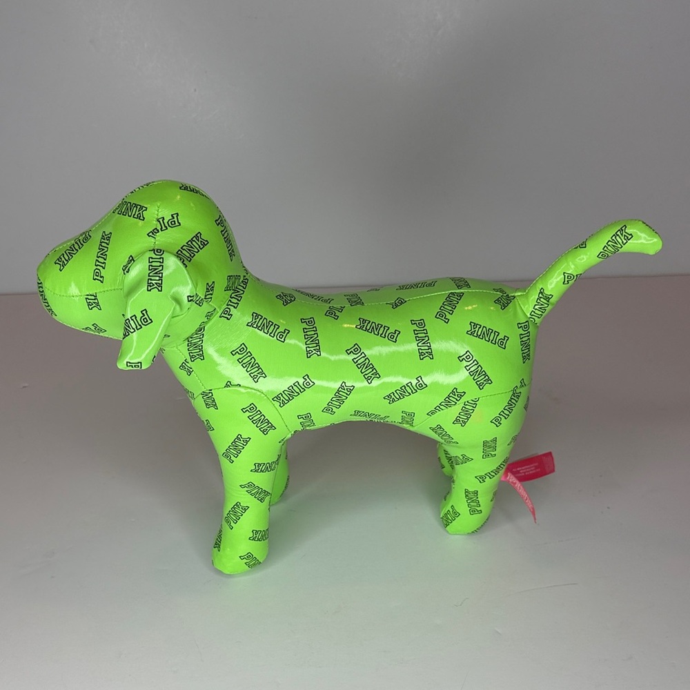 PINK Victoria's Secret neon green plush dog 9 inches